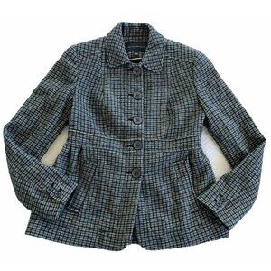 Banana Republic Black Blue Houndstooth Riding Jacket